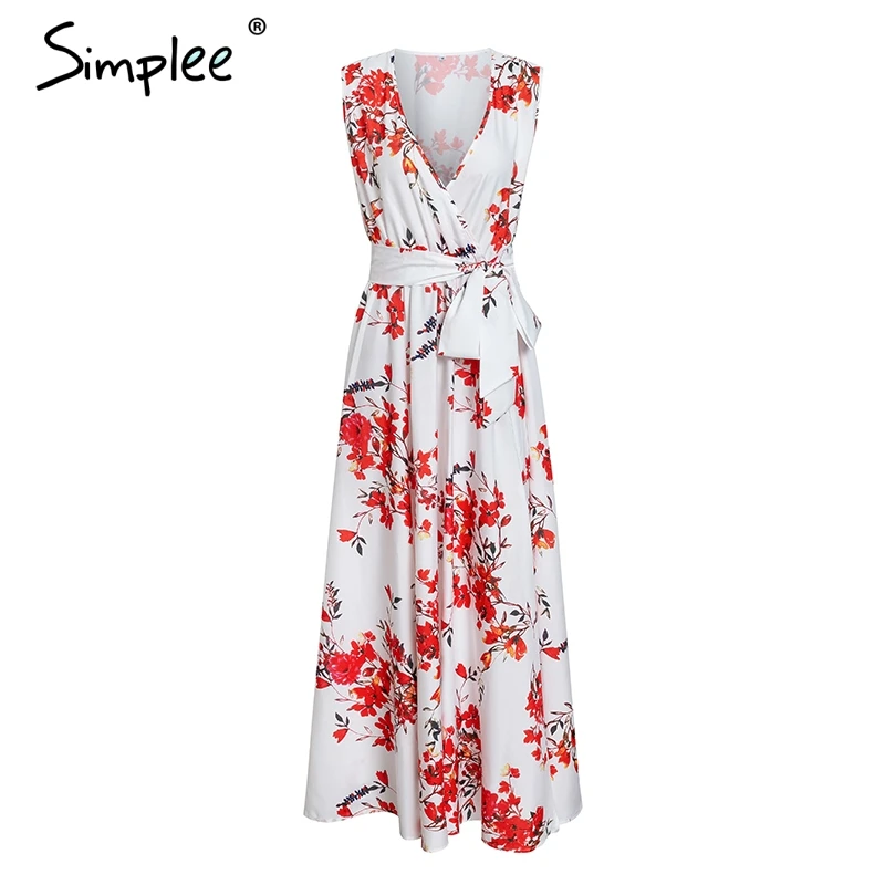 Летнее женское длинное платье Simplee с цветочным принтом элегантный сарафан в