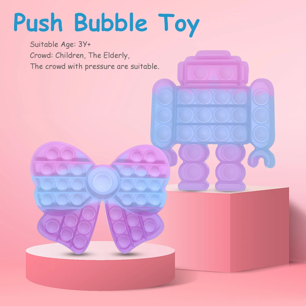 

Мультяшный градиентный силиконовый пузырь для пальцев, сенсорный антистресс, игрушка для взрослых и детей, игрушка для снятия стресса, деко...
