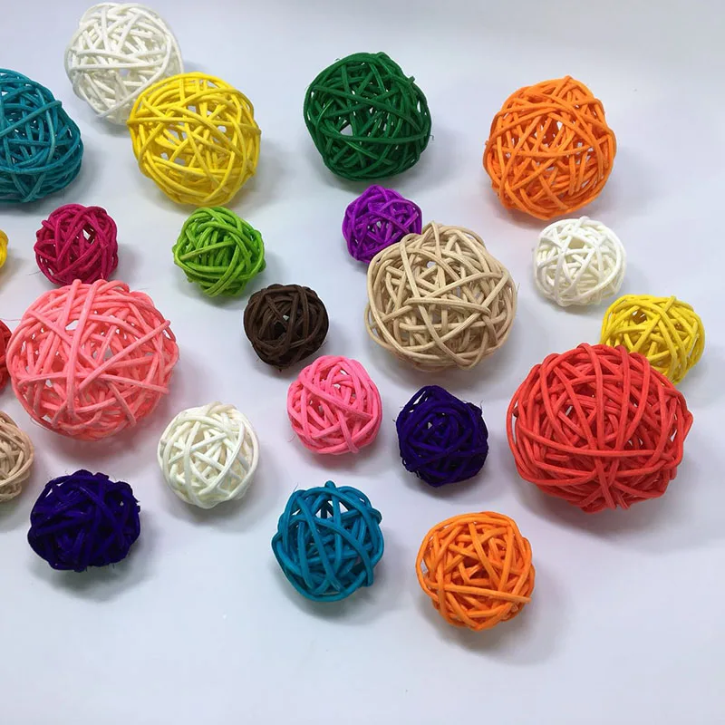 Artificial Straw Balls Round Wedding Party Decoration Birthday Decor Home Garden Supplies 10Pcs Rattan Ball Sepak Takraw | Дом и сад