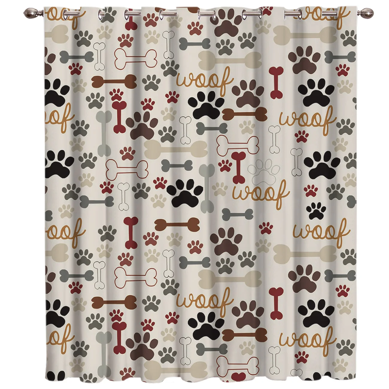 

Cartoon Dog Footprints Bones Window Treatments Curtains Valance Living Room Decor Bathroom Kitchen Bedroom Kids Room Curtains