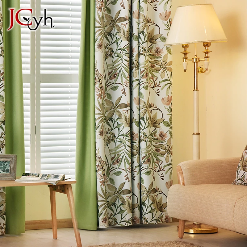 Американский стиль пасторальный зеленый вышитые шторы для гостиной окна