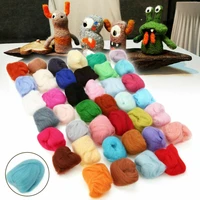 mix 40 colors merino felting wool tops soft roving wool fibre for needle felting wet felting diy doll needlework