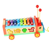 cartoon car wooden instrument educational xylophone toys hand knocking piano with 8 note for kids children