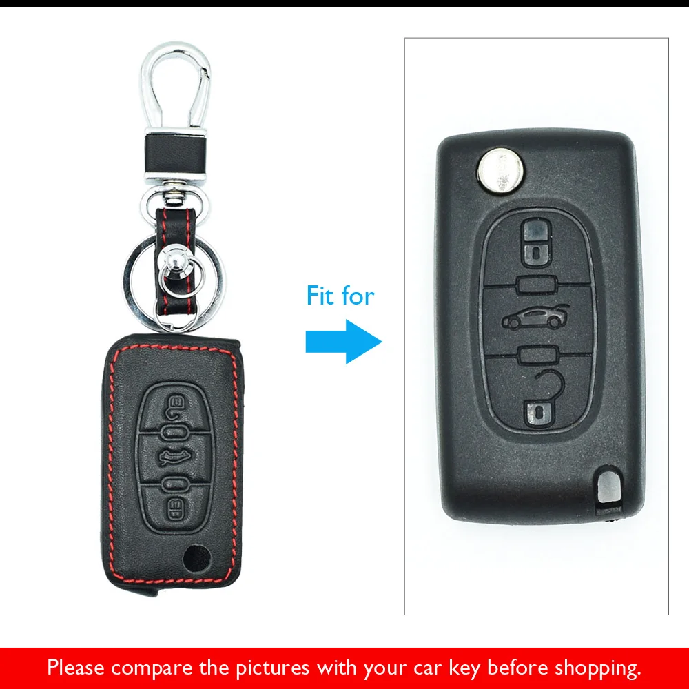 Кожаный чехол для автомобильных ключей peugeot 107 206 207 208 306 307 308 407 408 508 RCZ Citroen C2 C3 C4 C5 3