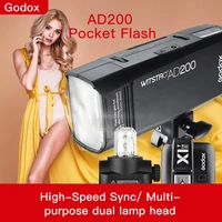 godox ad200 ttl 2 4g hss 18000s pocket flash light double head 200ws with 2900mah lithium battery flashlight flash