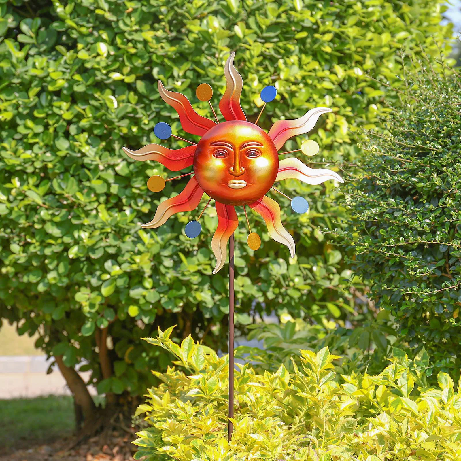 

Abstract Sun Gift Patio Durable Lawn Metal Stakes Garden Decor Wind Spinner Home Windmill Ornament Vertical Outdoor Yard