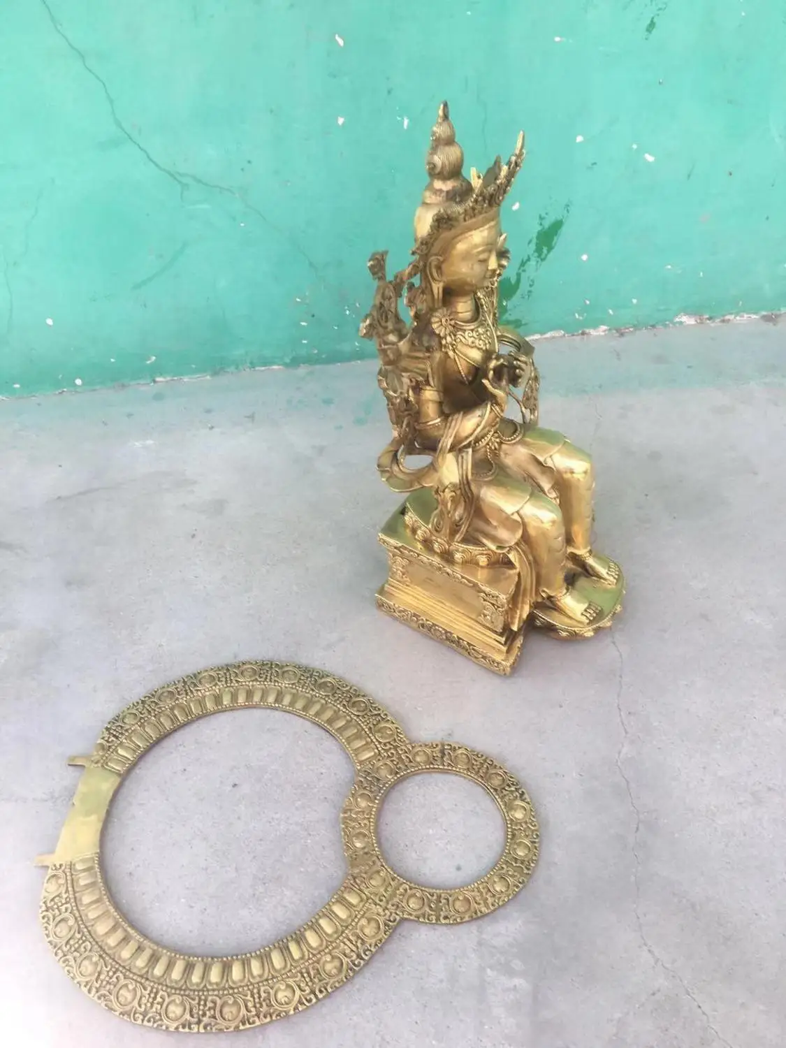 

wedding decoration Tibet bronze temple sit Tara Kwan-Yin GuanYin goddess Buddha statue