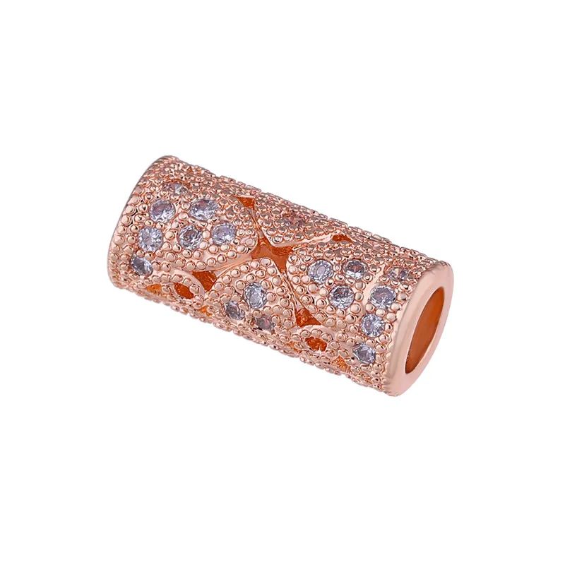Rose Gold Juya DIY золотые/серебряные/розовые золотые разделительные бусины, поставки, микро проложенные циркониевые изогнутые трубчатые бусины для изготовления ювелирных изделий из натурального камня и жемчуга - Цвет: Rose Gold