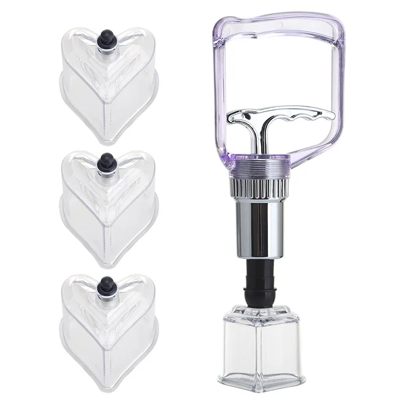 

Набор банок для профессионального терапевтического вакуумного массажа, Набор банок с насосной ручкой для точечного и здорового массажа, 4 ш...