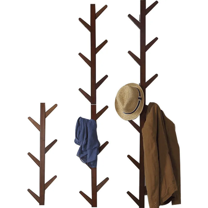 Деревянная вешалка Mrosaa из бамбука для пальто настенная с крючком одежды полка