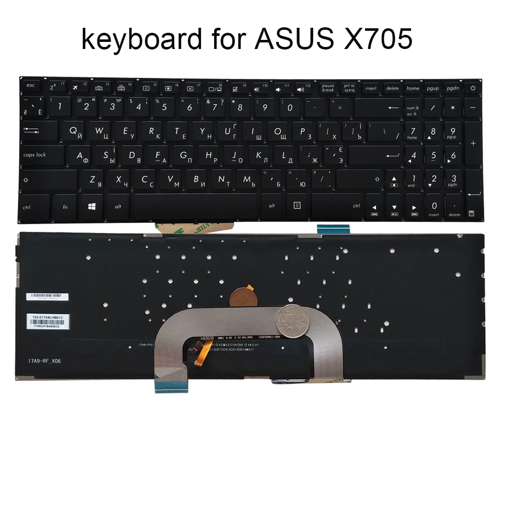 

New RU backlit laptop keyboard for ASUS VivoBook 17 X705 MA X705MB X705FN X705FD X705QA X705U keyboards Russian light 6601UA00