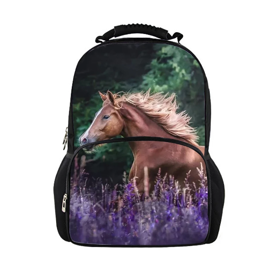 HaoYun Children's Backpacks Flower Horses Prints Pattern Kids School Book Bags Kawaii Animal Teenagers Girls Large Backpack