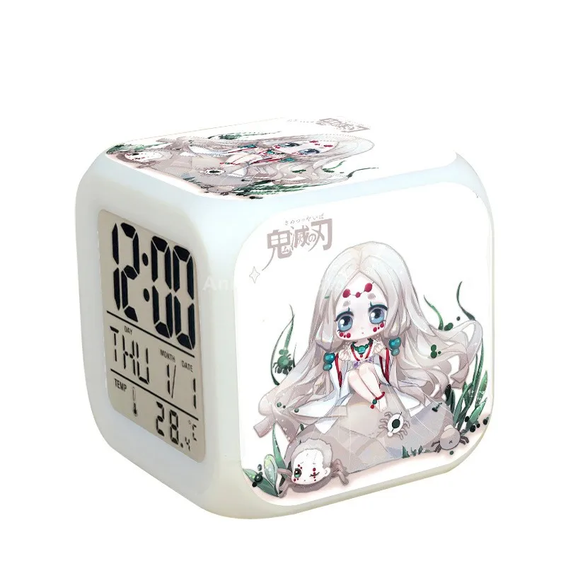 

2021 Cute Demon Slayer 3D Print Anime Funny Figure Alarm Clock Bedroom Decor Digital Square Clocks Children Luminous Kids