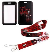fd0855 killing game red lanyard id bus card cover badge holder phone strap pendant usb key cord lariat keychain hang rope gifts