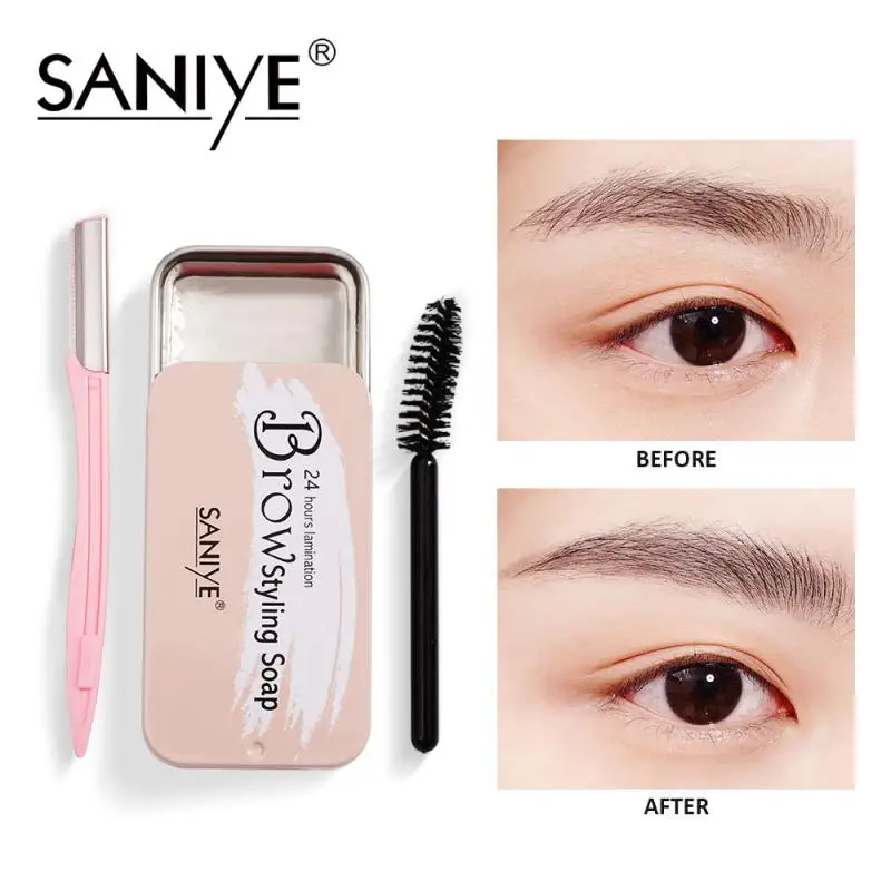 

Eyebrow Soap Wax With Trimmer Transparent Natural Wild Eyebrow Styling Cream Colorless Eyebrow Styling Glue TSMI1