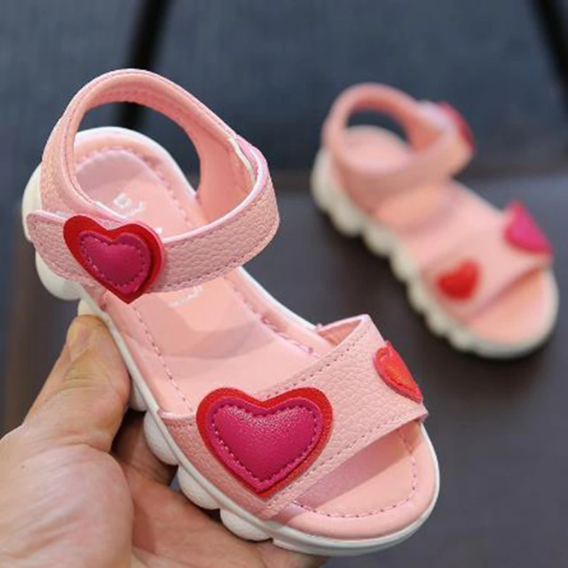 Детские сандалии с открытым носком для девочек повседневные босоножки розового