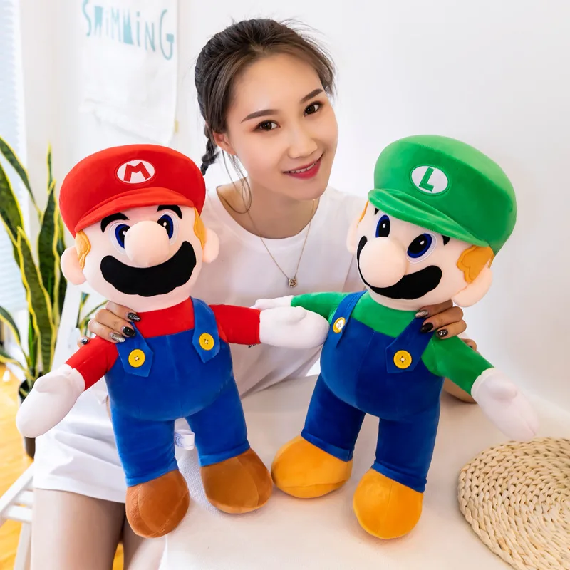 Mu&ntilde;ecos de peluche de gran tama&ntilde;o para ni&ntilde;os, juguete de felpa de 40cm, con soporte, con dibujos animados de Super A Brother-0