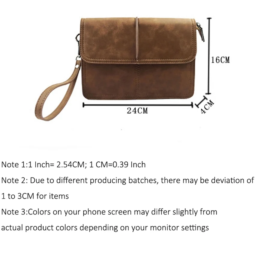 JNKET New Retro Men's PU Leather Handbag Large Capacity Clutch Bag Leisure Business Bag Detachable Wristlet