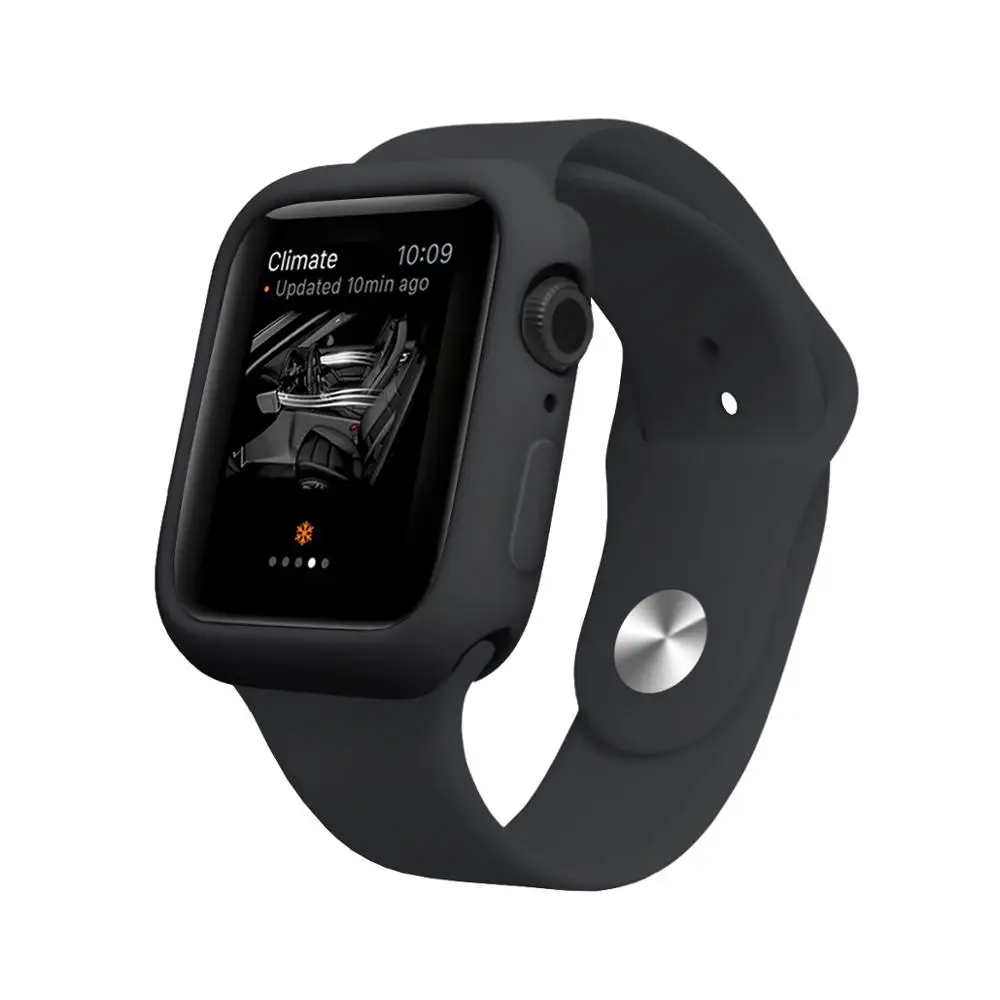 Мягкий силиконовый чехол для Apple Watch Series 5 4 3 2 1 11 цветов защитный бампер с рамкой