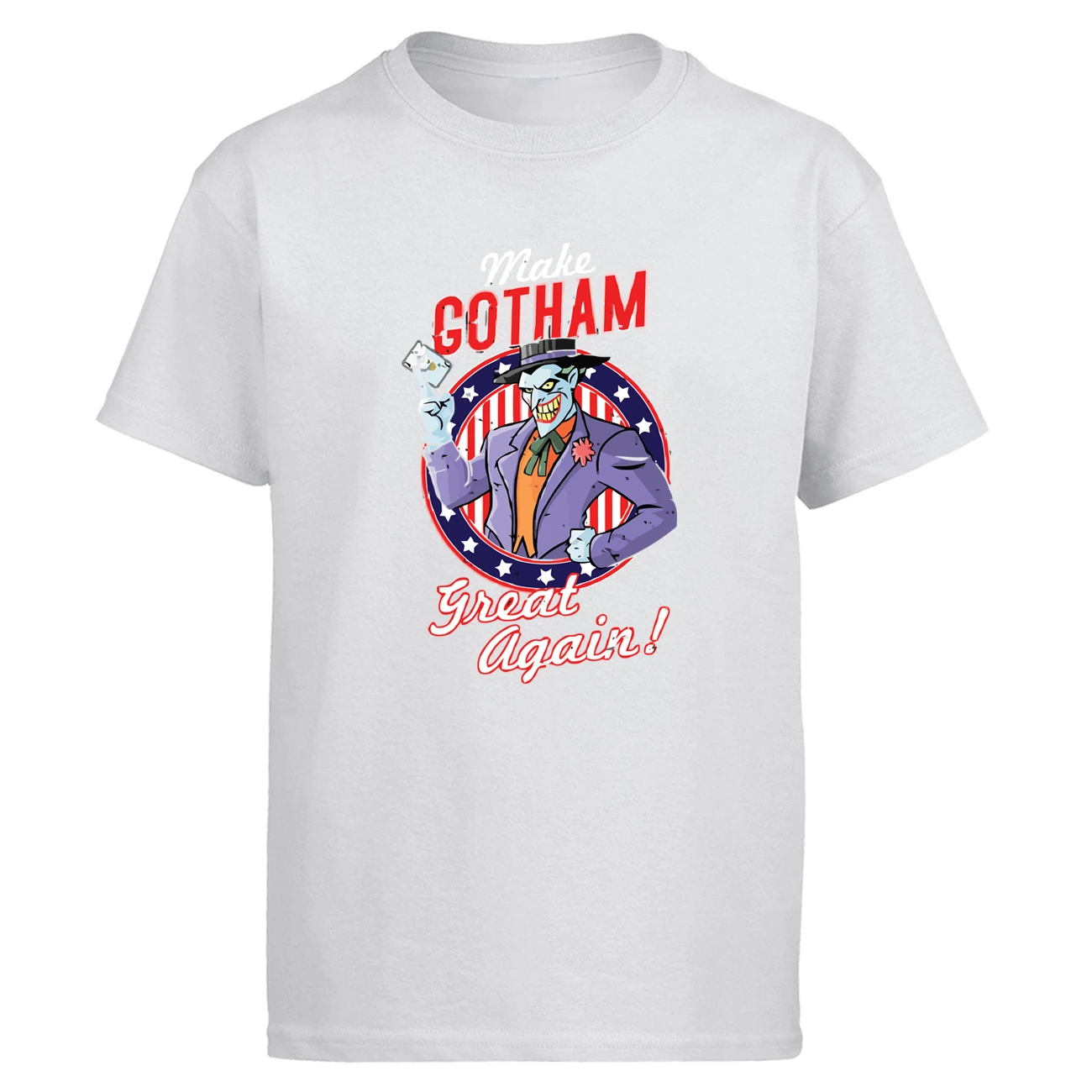 Джокер Make gotham Great Again Футболка мужская злодей черная футболка Eric Border летние топы хлопок Круглый вырез короткий рукав Футболка - Цвет: White 6