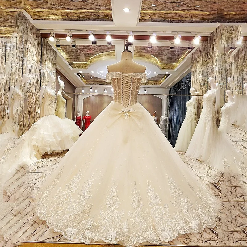 LS85321 кружевное бальное платье с открытыми плечами длиной до пола свадебные