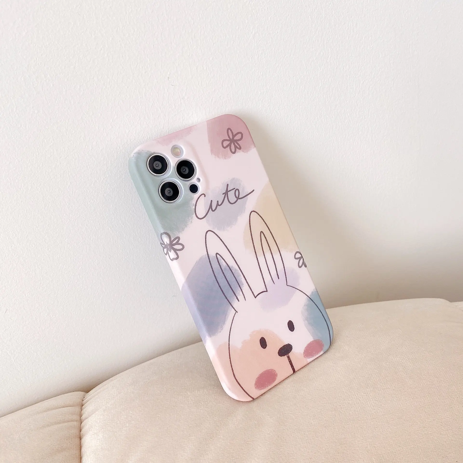 

Soft case For iPhone 12 mini 11 Pro Max X XS Max XR 7 8 Plus Camara Protective Cover Doodle bunny