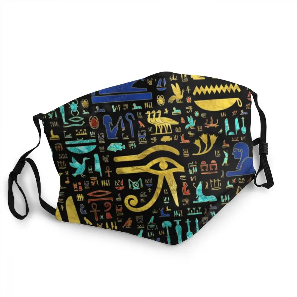 

Colorful Ancient Egyptian Hieroglyphic Pattern Mouth Face Mask Egypt Anti Dust Mask Protection Cover Respirator Mouth Muffle