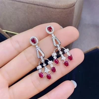 jewelry natural ruby drop earrings for wedding 8pieces natural ruby eardrop vintage 925 silver ruby wedding jewelry