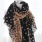 160x60 см женские шифоновые мягкие шарфы Дамские длинные шарфы шаль Зимний шелковый шарф в горошек черныйрозовый