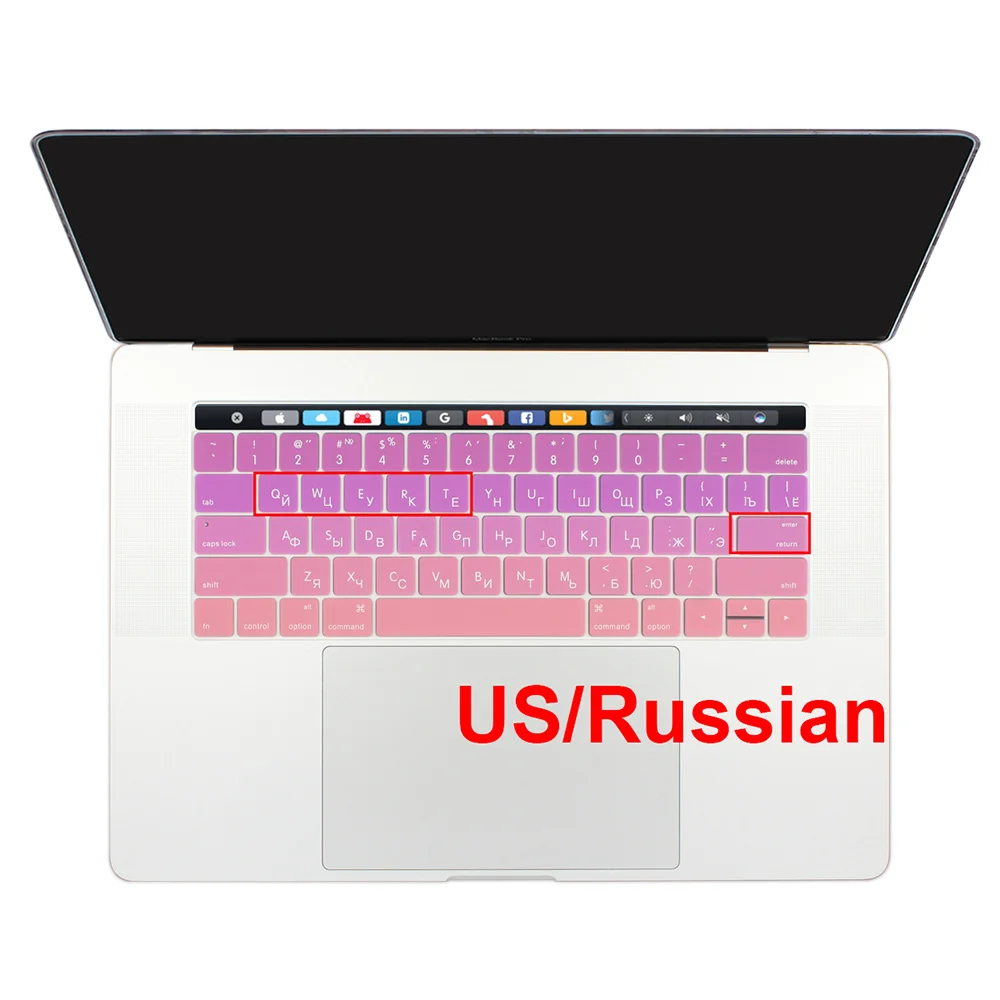 Силиконовая Защитная крышка для клавиатуры для MacBook 13 15 A2159A1989 A1706 A1707 A1990 - Цвет: US Russian Pink