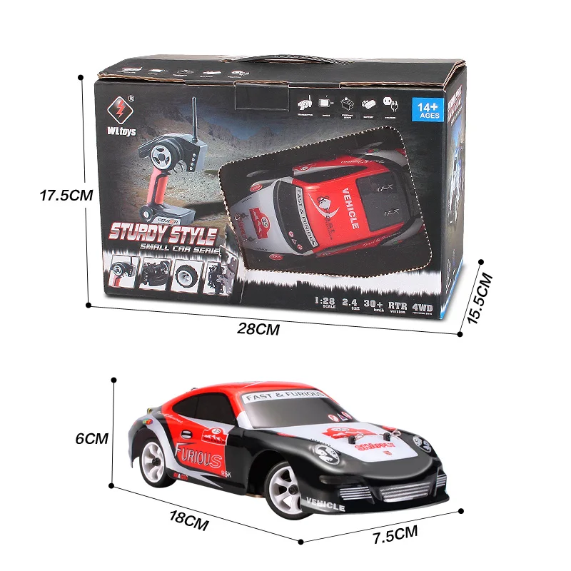 

WLtoys K969 1/28 2.4G 4WD 30Km/h High Speed RC Car Toy 4 Channels 130 Brushed Motor Electric Remote Control Racing Car Toy