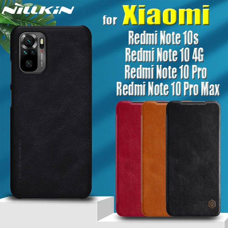 

Nillkin Genuine Soft Flip Leather Case for Xiaomi Redmi Note 10 Pro Max 10s 4G Card Slot Shockproof Back Cover on Redmi Note10