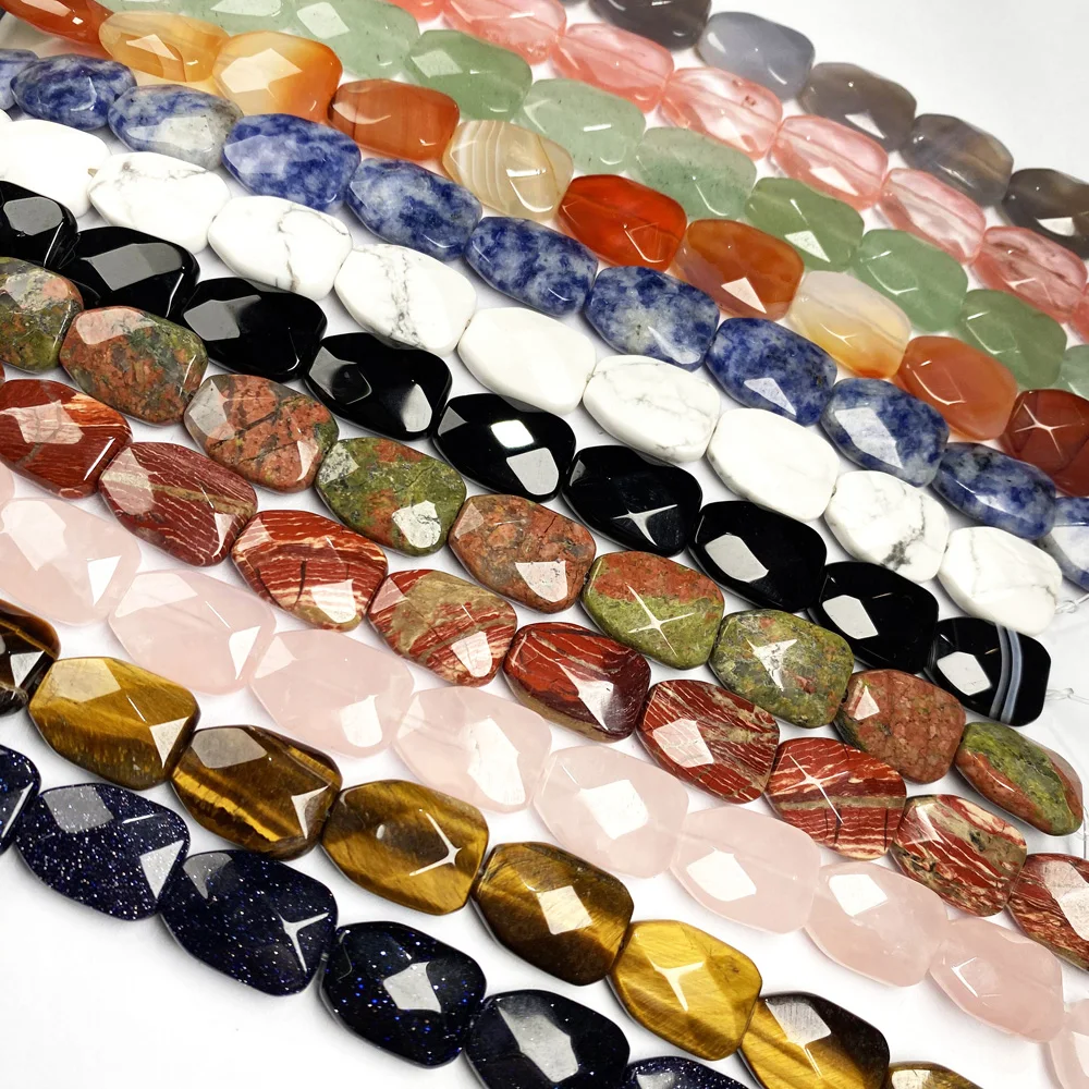 

12pcs Faceted Beads Natural Agates Stone Bead Polygon for Jewelry Making DIY Necklace Bracelet Earring Accessories 12x16.5x6mm