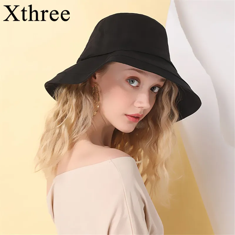 Xthree новинка Хлопковая женская панама шляпа от солнца летняя пляжная с бантом и