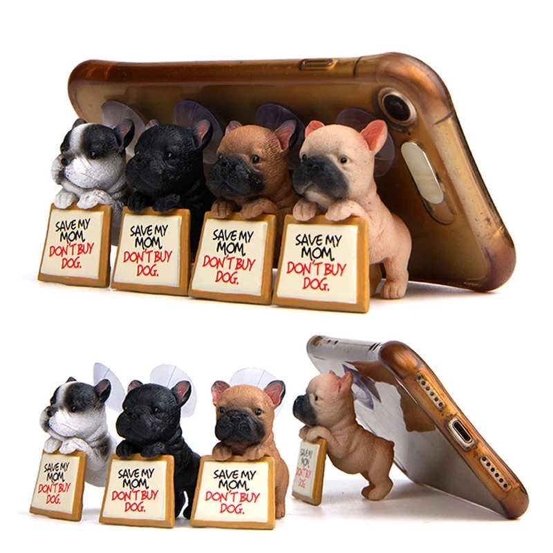 

1PC Resin Bulldog Mobile Phone Support Desk Decorations Table Toys Lovely Desktop Phone Holder Animal Gifts