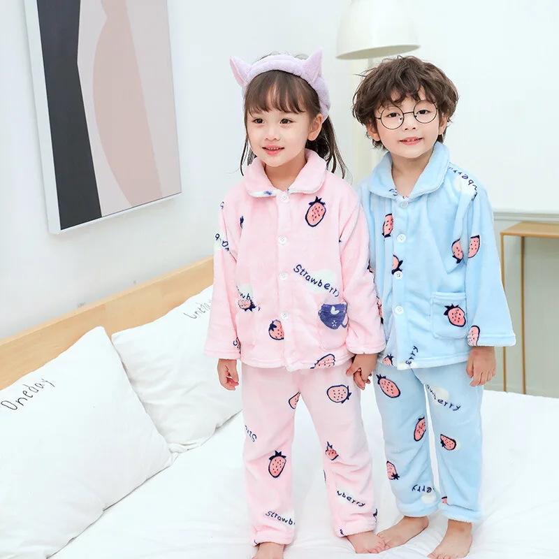 Детский пижамный комплект для девочек Осень зима 2019 детская теплая Фланелевая