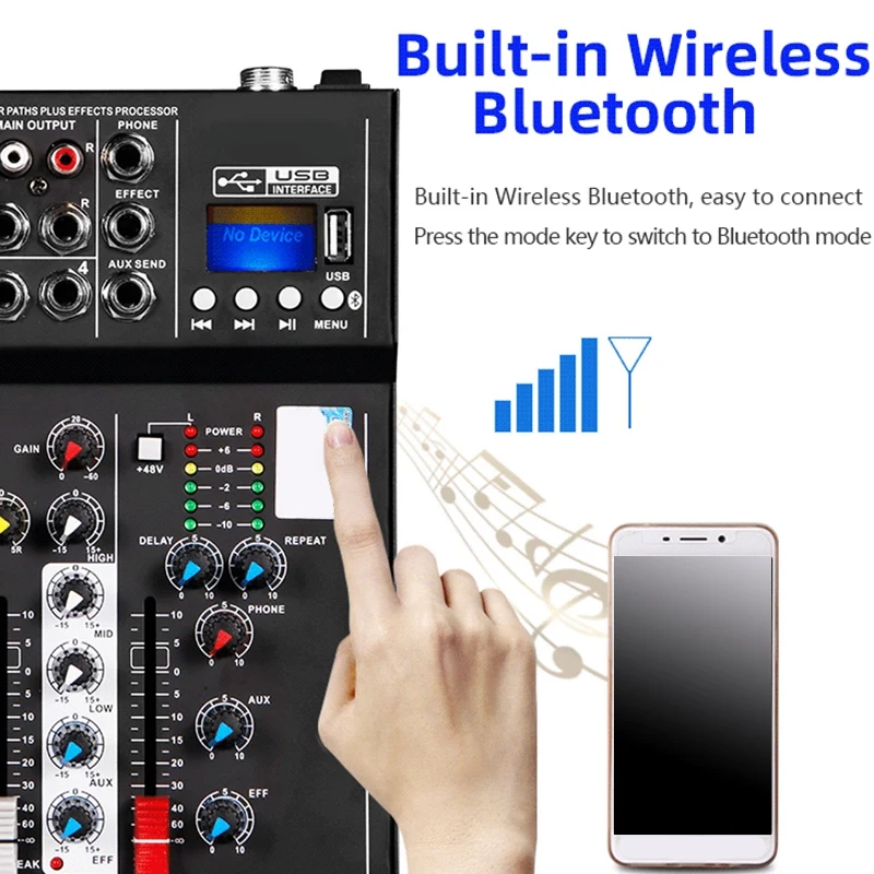 4-канальный звуковой микшер F4 профессиональная микшерная консоль с Bluetooth и