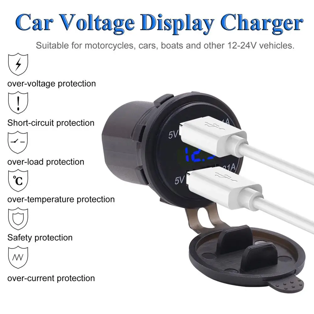 Зарядное устройство с двумя USB порсветодиодный 12 В 2 0 А|Электроаксессуары для