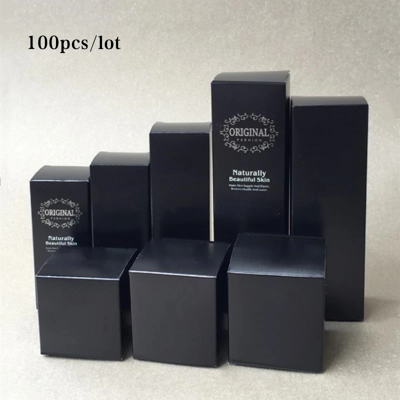 

100pcs Black white box Kraft Paper cardboard box Lipstick Cosmetic Perfume Bottle Kraft Paper Box Essential Oil Packaging Box
