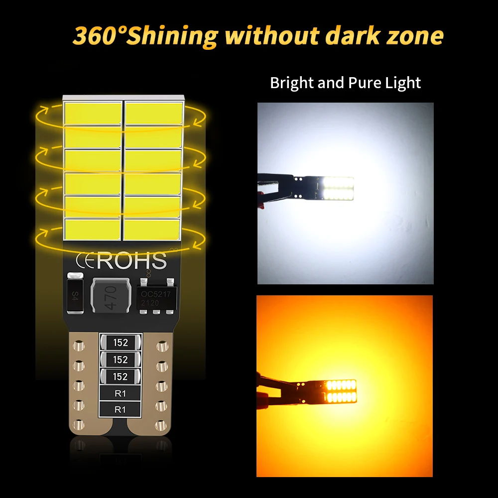 2 шт. автомобильные клиновидные светодиодные лампы T10 W5W 4014 24SMD 6000 К | Автомобили и