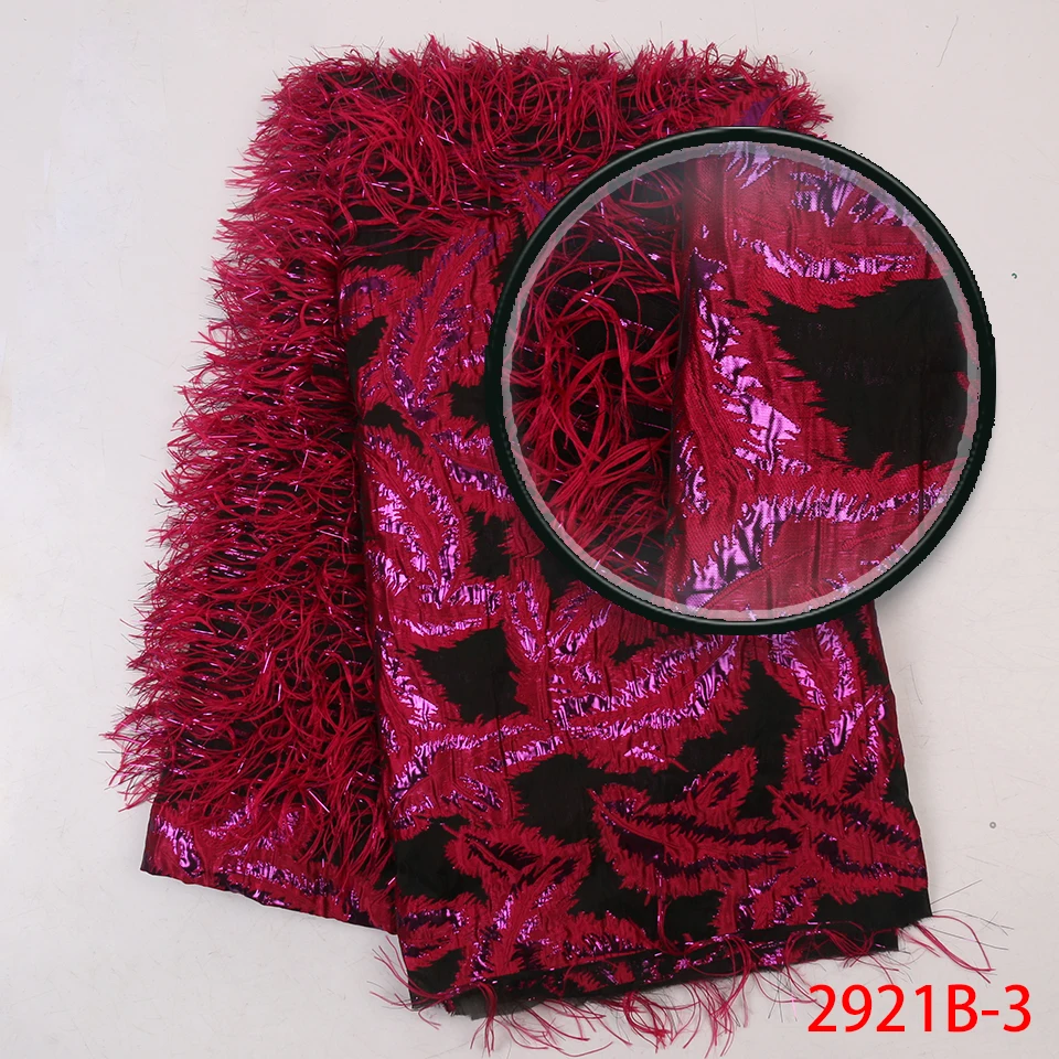 

New Arrivals Christmas Glitter Net Africa Lace with Feathers Brocade Mesh Hot Sale Jacquard Tulle for Wedding Dress AMY2921B