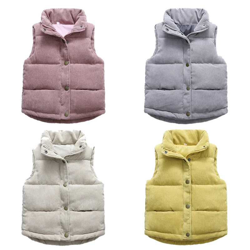 

2021 Spring Autumn Winter Children‘s Vests Coats 3-10Y Warm Waistcoats Baby Boys Solid Color For Girls Bebe Thicken Vests Unisex