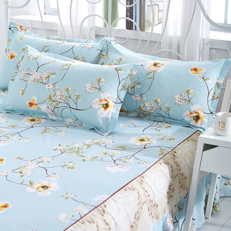 Bed skirt Bedcover Floral Fitted Sheet Cover Bedspread Bedroom Home Textile Skirt Cubrecama Single Full Queen |