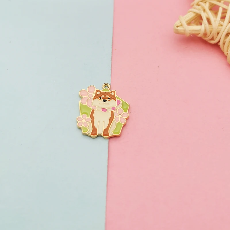 10 шт. Металлический Эмалированный пасторальный Шарм-браслет в виде собаки