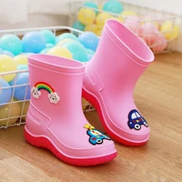 children rain shoes boys girls water shoes 2021 childrens middle tube rainbow rain boots non slip cute cartoon rubber shoes