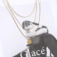 hot selling multi layer metal artificial pearl necklace creative personality trend simple sweater chain jewelry women