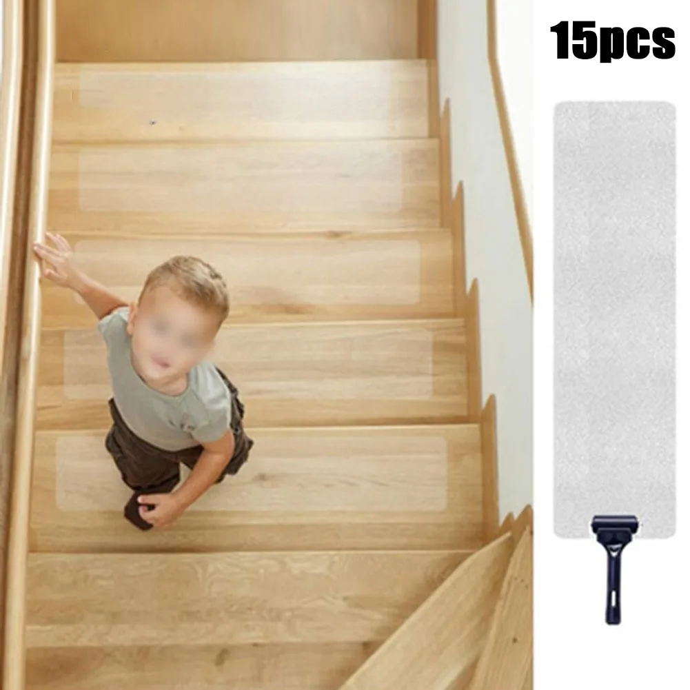 

15pcs Non Slip Tape Safety Grip Sticker Transparent Anti Slip Stickers For Bathroom Stairs Step Floor 10*60cm
