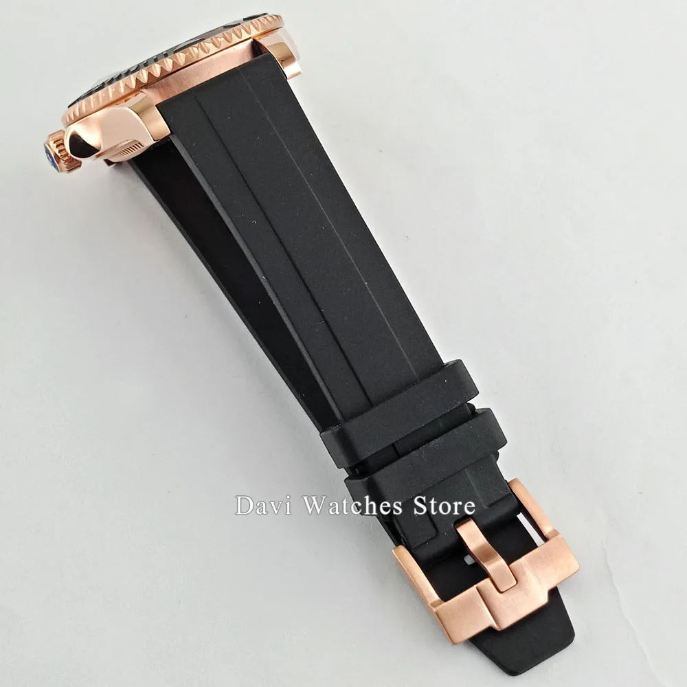 Мужские автоматические часы Parnis Miyota move для мужчин черный чехол розового золота с