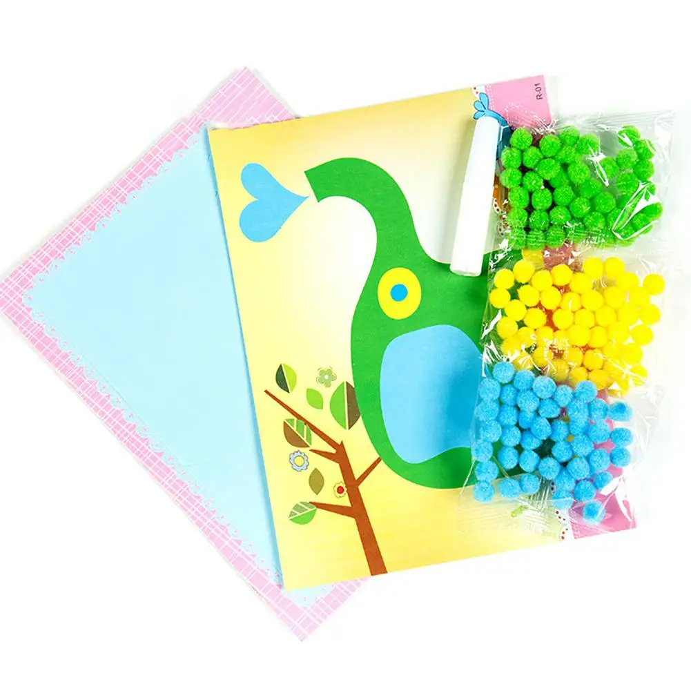 

Kuulee Creative DIY Baby Kids Plush Ball Painting Stickers Children Educational Handmade Material Cartoon Puzzles Crafts Toys