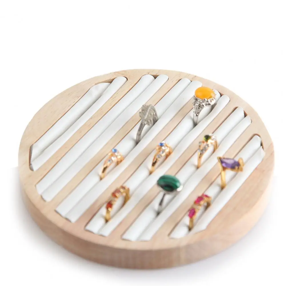 

Jewelry Display Tray Round Jewelry Ring Display Multi Grids Wood Ring Ear Studs Storage Box Holder Organizer for Shop Retail